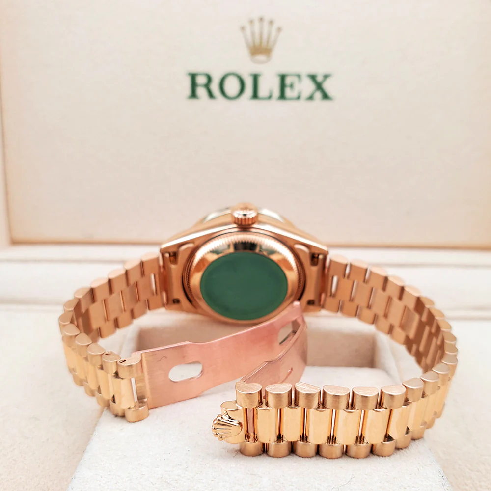 Rolex President Datejust 26mm Custom Diamond Bezel/Pave Ruby Dial Yellow Gold Watch 69178 Box Papers - Image 5