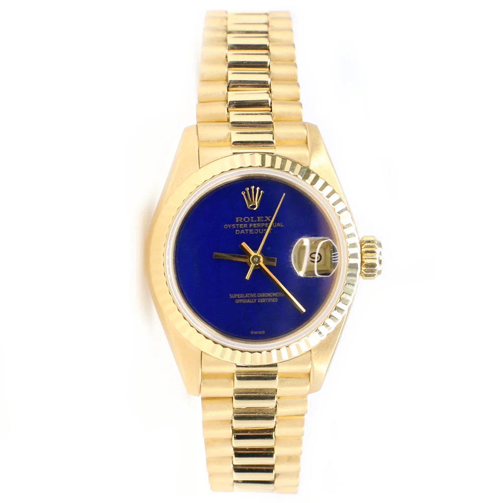 Rolex President Datejust 26MM Blue Lapis Lazuli Dial Yellow Gold Watch