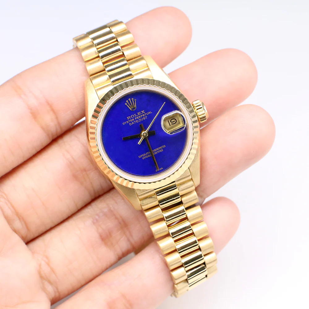 Rolex President Datejust 26MM Blue Lapis Lazuli Dial Yellow Gold Watch - Image 4