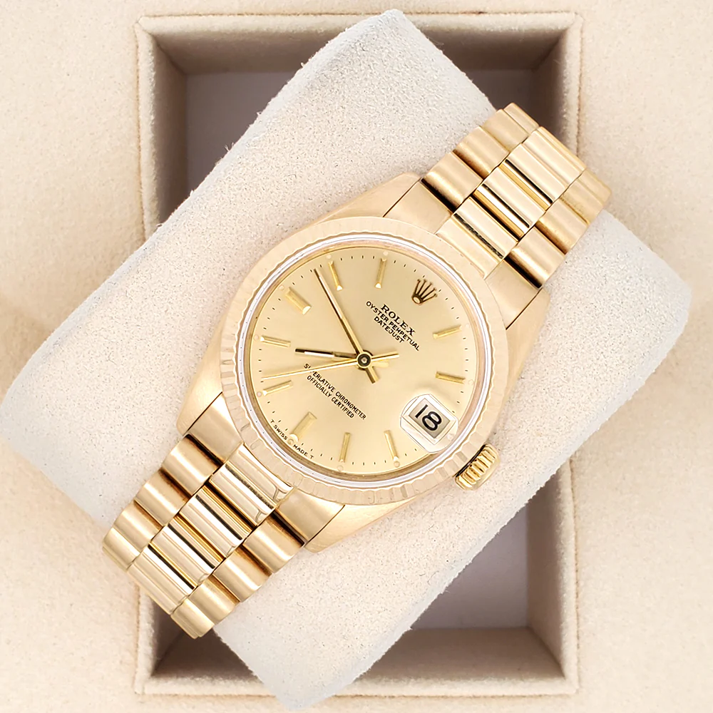 Rolex President Datejust 31mm Champagne Index Dial Yellow Gold Watch 68278 - Image 4