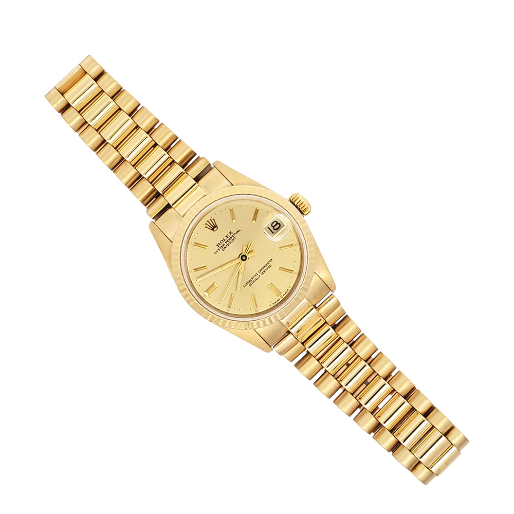 Rolex President Datejust 31mm Champagne Index Dial Yellow Gold Watch 68278 - Image 5