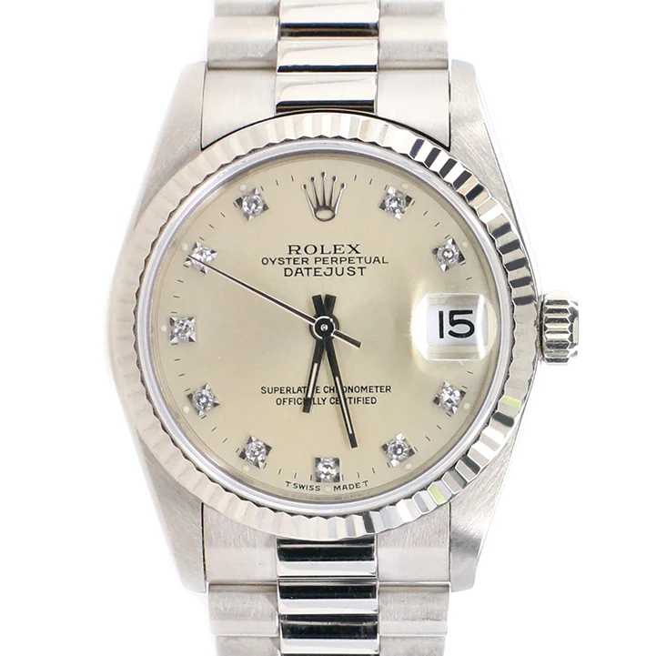 Rolex President Datejust 31MM Factory Diamond Dial 18k White Gold Watch 68279 Box Papers - Image 2