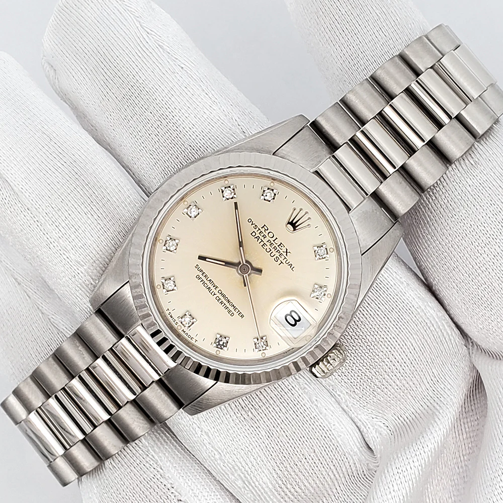 Rolex President Datejust 31mm Factory Diamond Dial White Gold Watch 68279 - Image 2