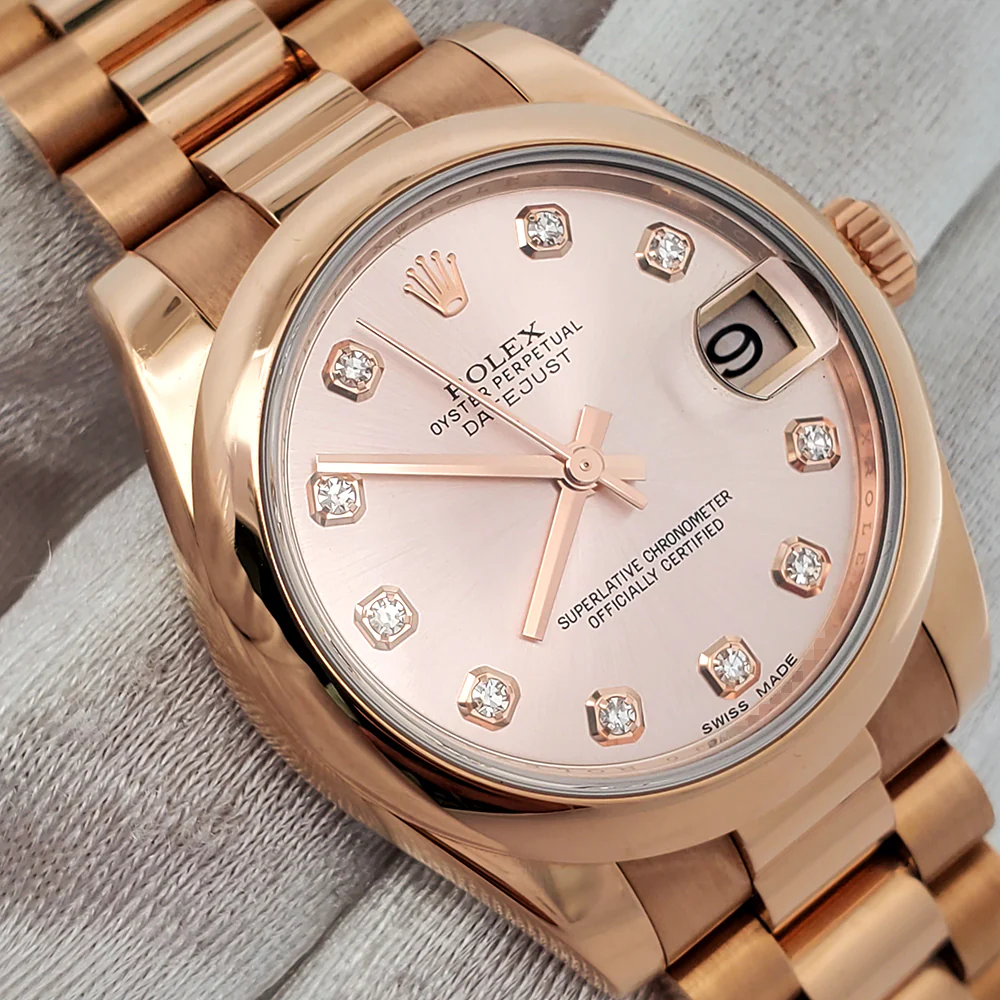 Rolex President Datejust 31mm Factory Diamond Pink Rose Gold Watch 178245 Box Papers - Image 3