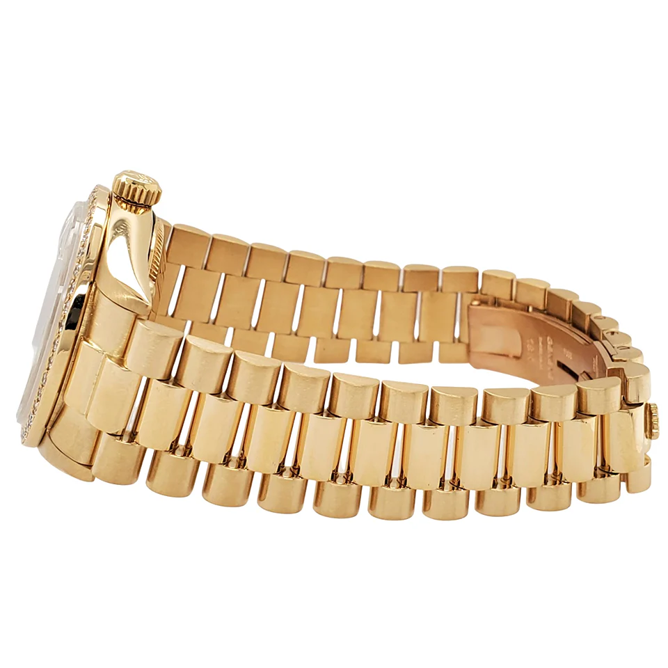 Rolex President Datejust 31mm Midsize Yellow Gold Champagne Diamond Dial Ladies Watch 68288 - Image 3