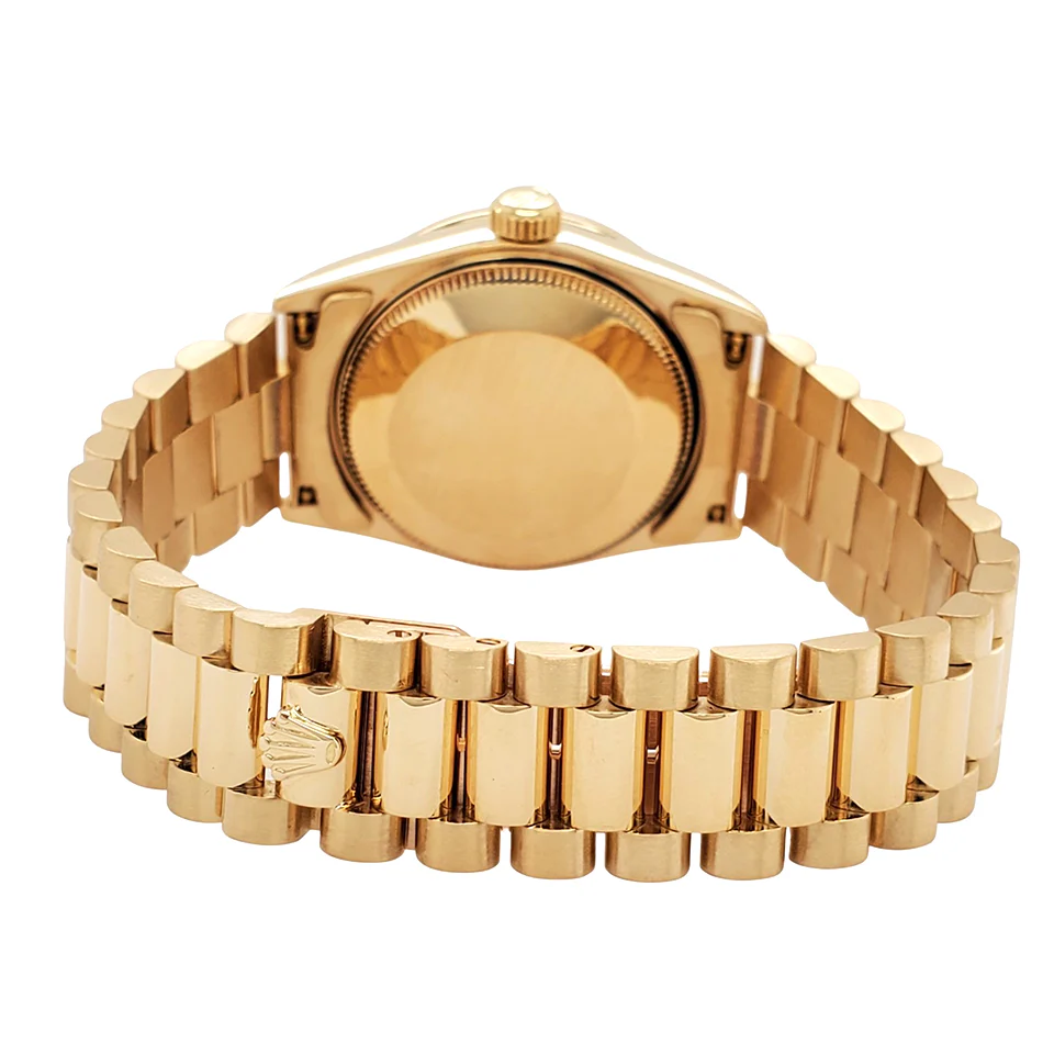 Rolex President Datejust 31mm Midsize Yellow Gold Champagne Diamond Dial Ladies Watch 68288 - Image 4