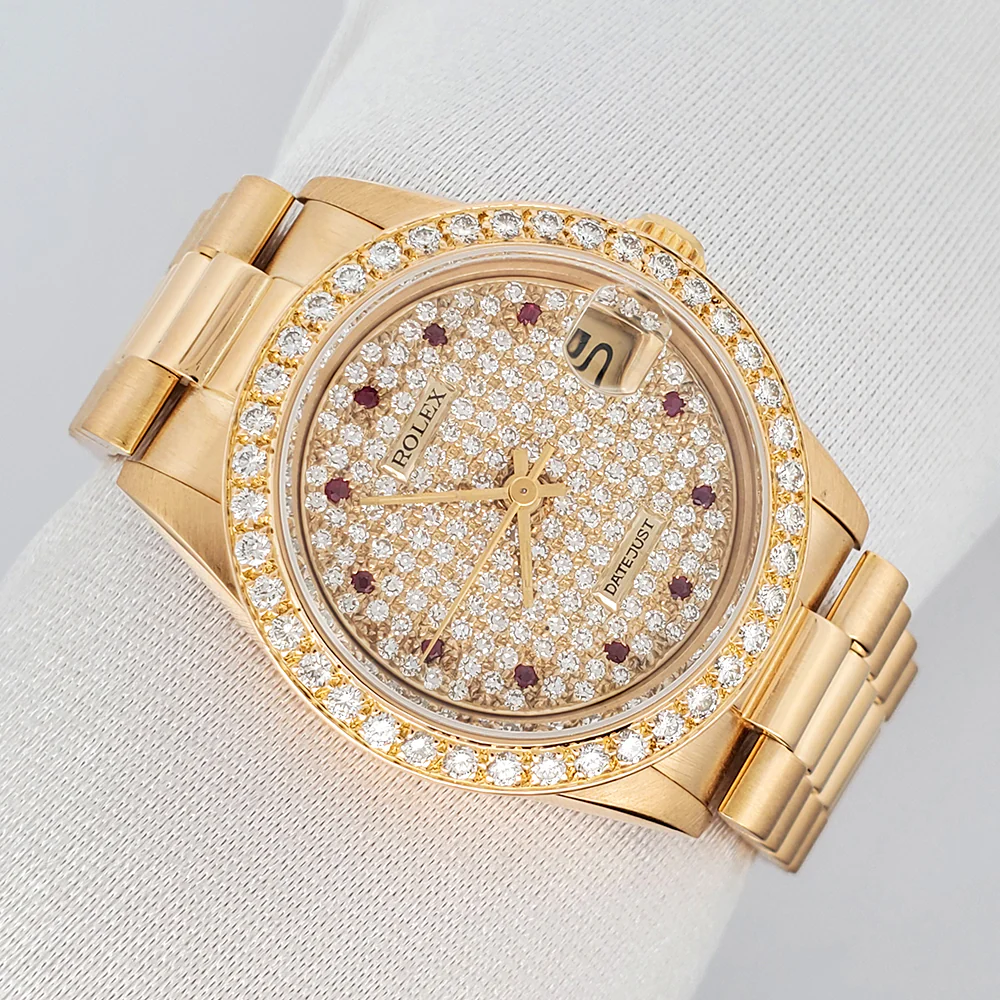 Rolex President Datejust 31mm Watch Pave Diamond Dial/Bezel Yellow Gold 68278 - Image 2
