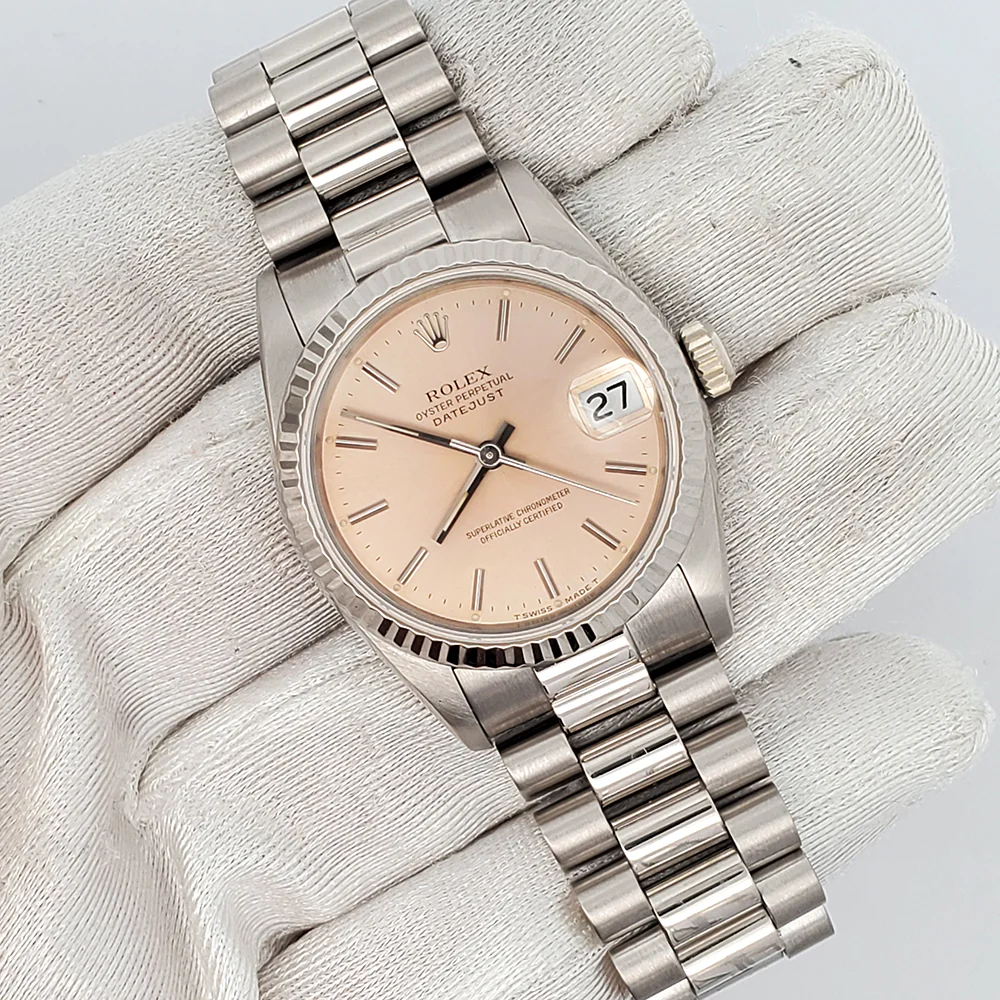 Rolex President Datejust 31mm Index Dial White Gold Watch 68279 - Image 3