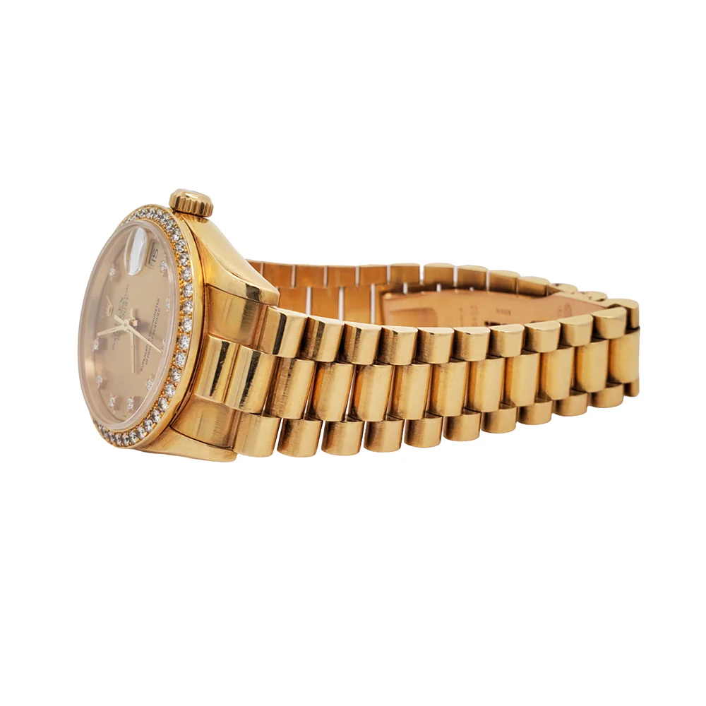 Rolex President Datejust 31mm Yellow Gold Factory Champagne Diamond Dial/Bezel Watch 68288 - Image 5