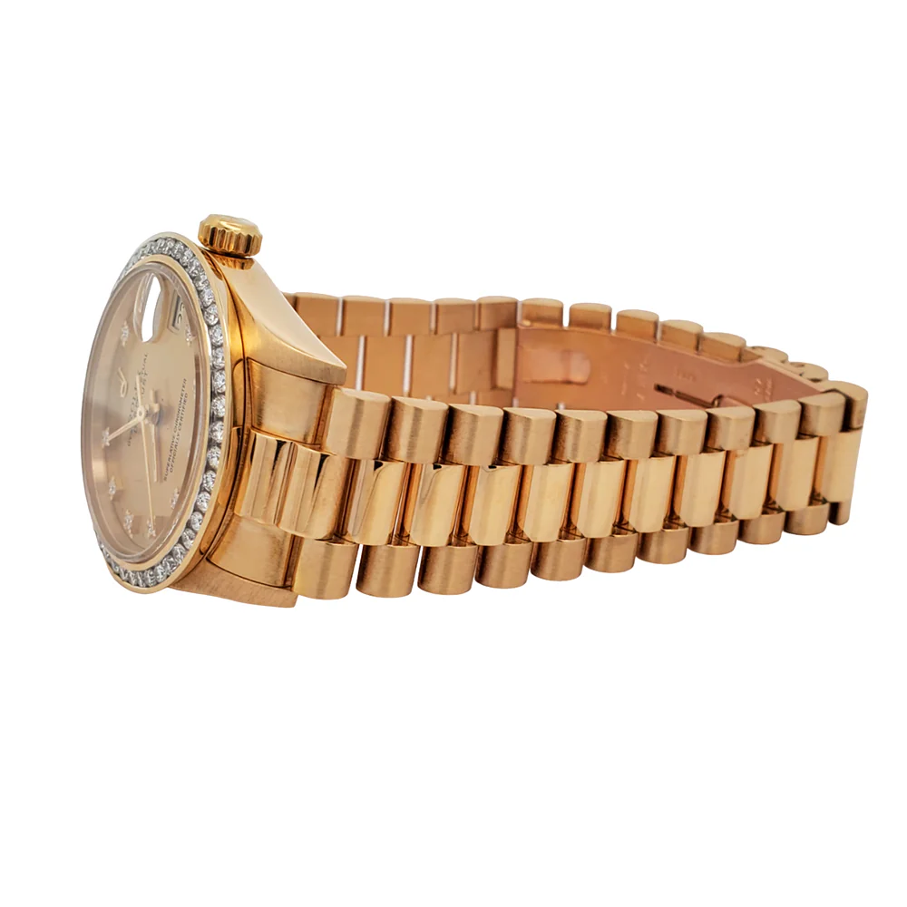 Rolex President Datejust 31mm Yellow Gold Factory Diamond Dial/Custom Bezel 68278 Watch - Image 3