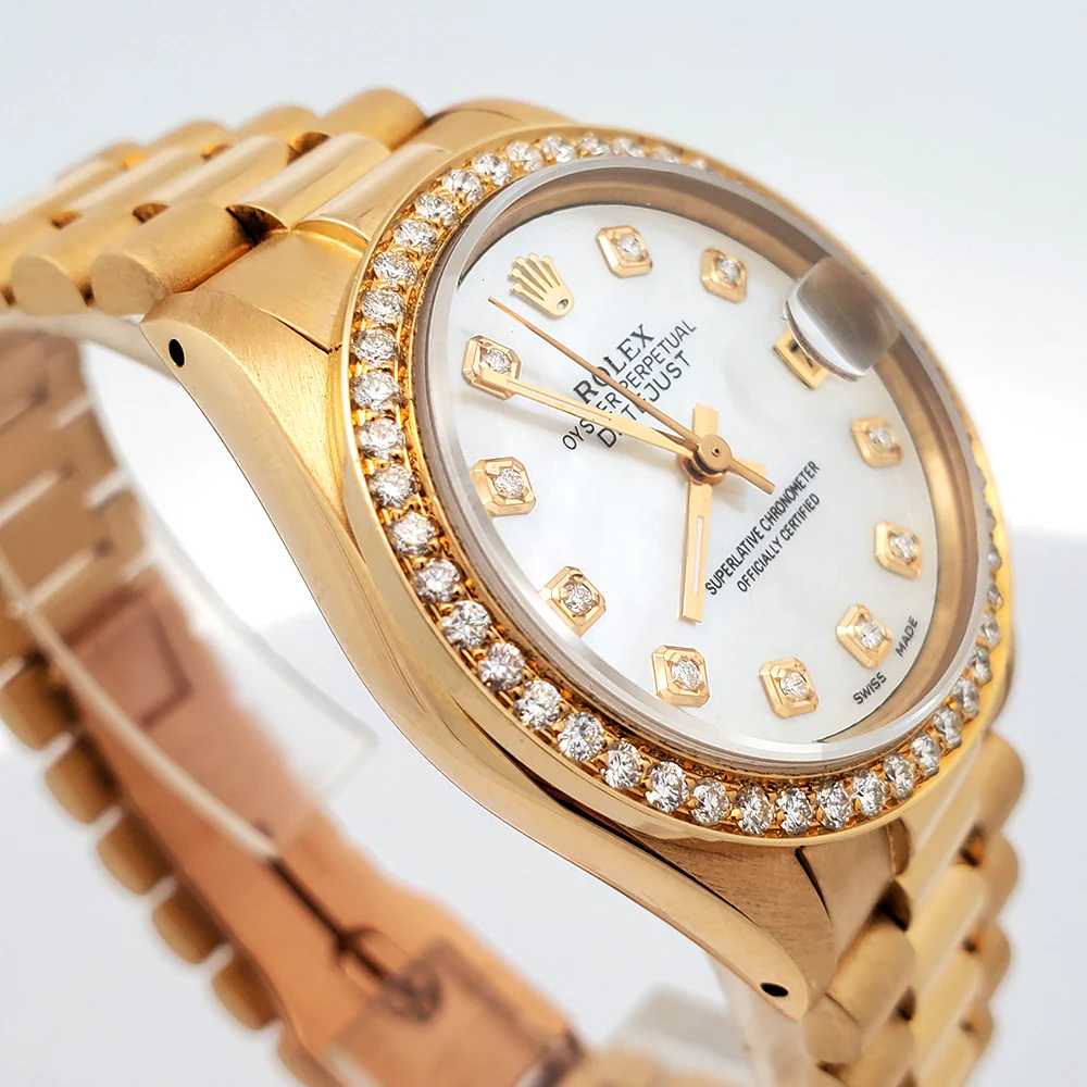 Rolex President Datejust 31mm Yellow Gold Watch 0.95ct Diamond Bezel/White MOP - Image 3