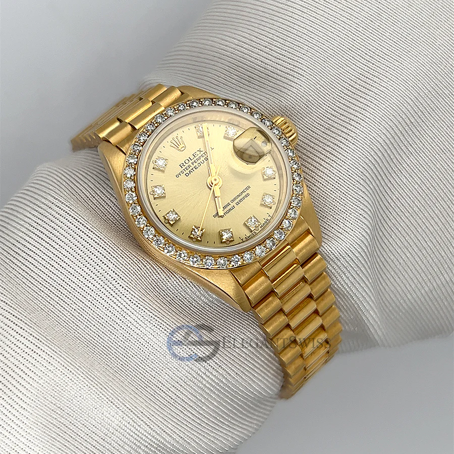 Rolex President Datejust 69138 26mm Factory Champagne Diamond Dial/Bezel Yellow Gold Watch - Image 2