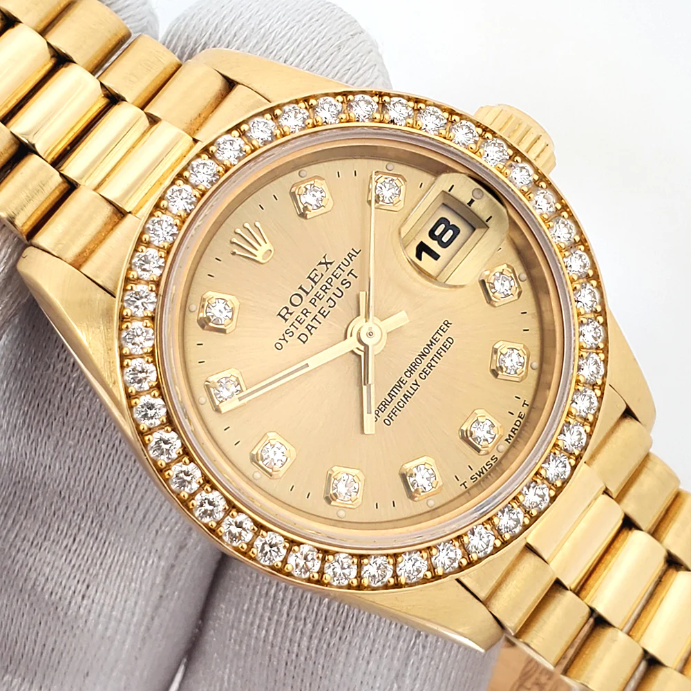1995 Rolex President Datejust 69138 26mm Factory Champagne Diamond Dial/Bezel Yellow Gold Watch Papers - Image 2