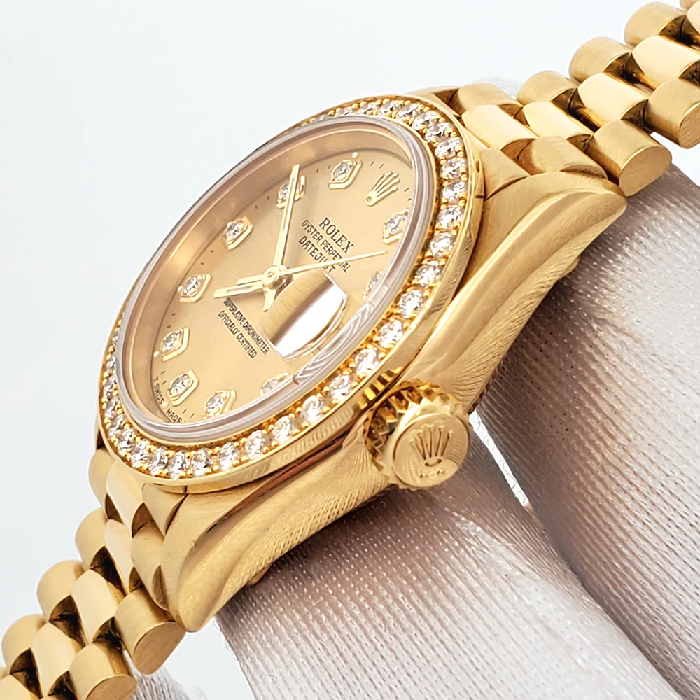 1995 Rolex President Datejust 69138 26mm Factory Champagne Diamond Dial/Bezel Yellow Gold Watch Papers - Image 3