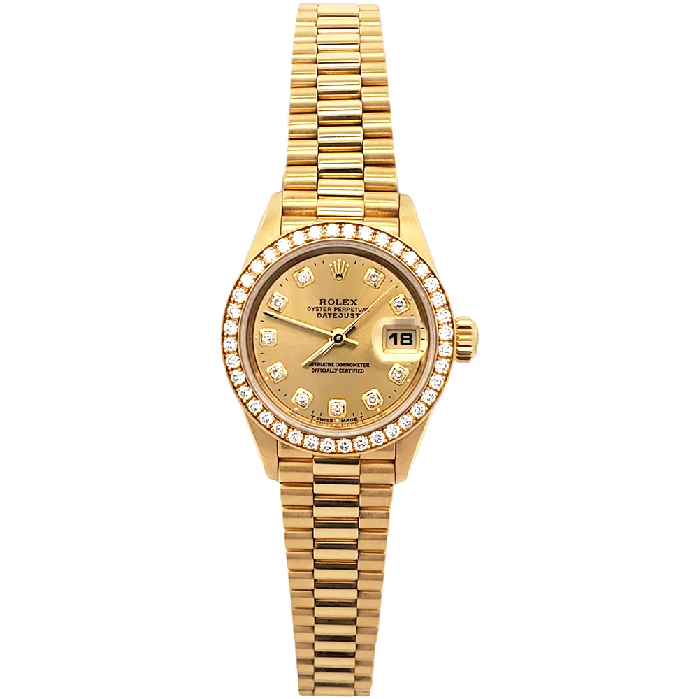 1995 Rolex President Datejust 69138 26mm Factory Champagne Diamond Dial/Bezel Yellow Gold Watch Papers - Image 5