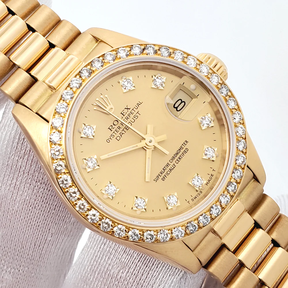 Rolex President Datejust 69138 26mm Factory Champagne Diamond Dial/Bezel Yellow Gold Watch - Image 2