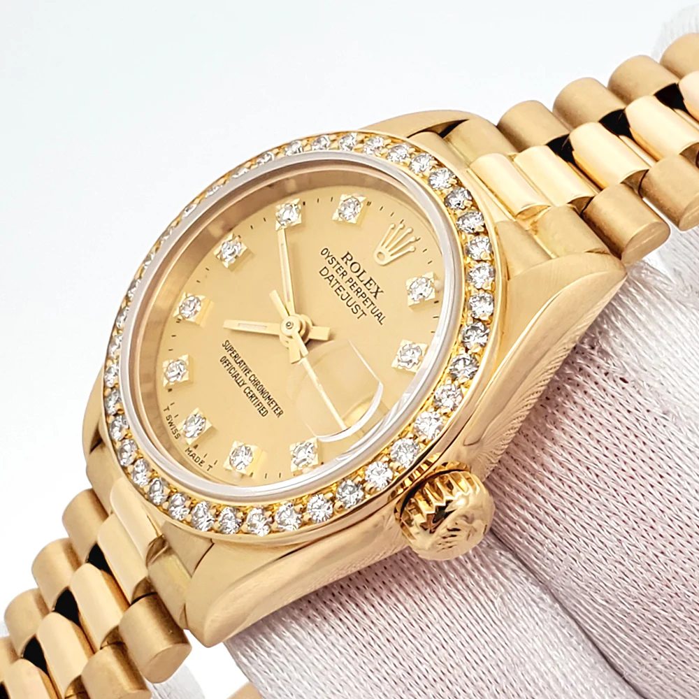 Rolex President Datejust 69138 26mm Factory Champagne Diamond Dial/Bezel Yellow Gold Watch - Image 3