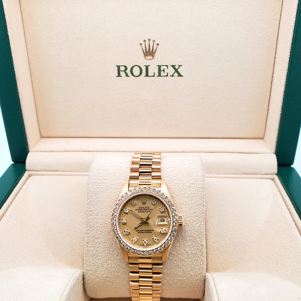Rolex President Datejust 69138 26mm Factory Champagne Diamond Dial/Bezel Yellow Gold Watch - Image 4