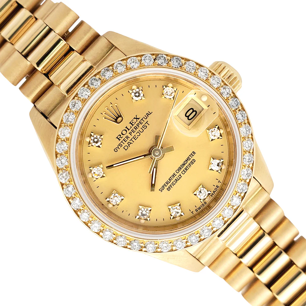 Rolex President Datejust 69138 26mm Factory Champagne Diamond Dial/Bezel Yellow Gold Watch - Image 6
