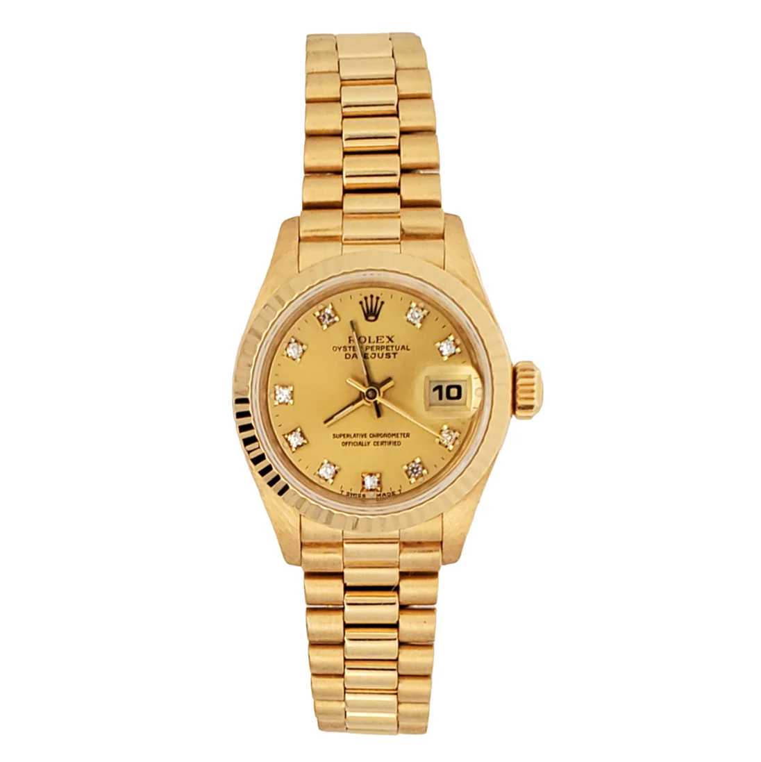Rolex President Datejust 69178 26mm Champagne Diamond Dial Yellow Gold Watch Box Papers - Image 4