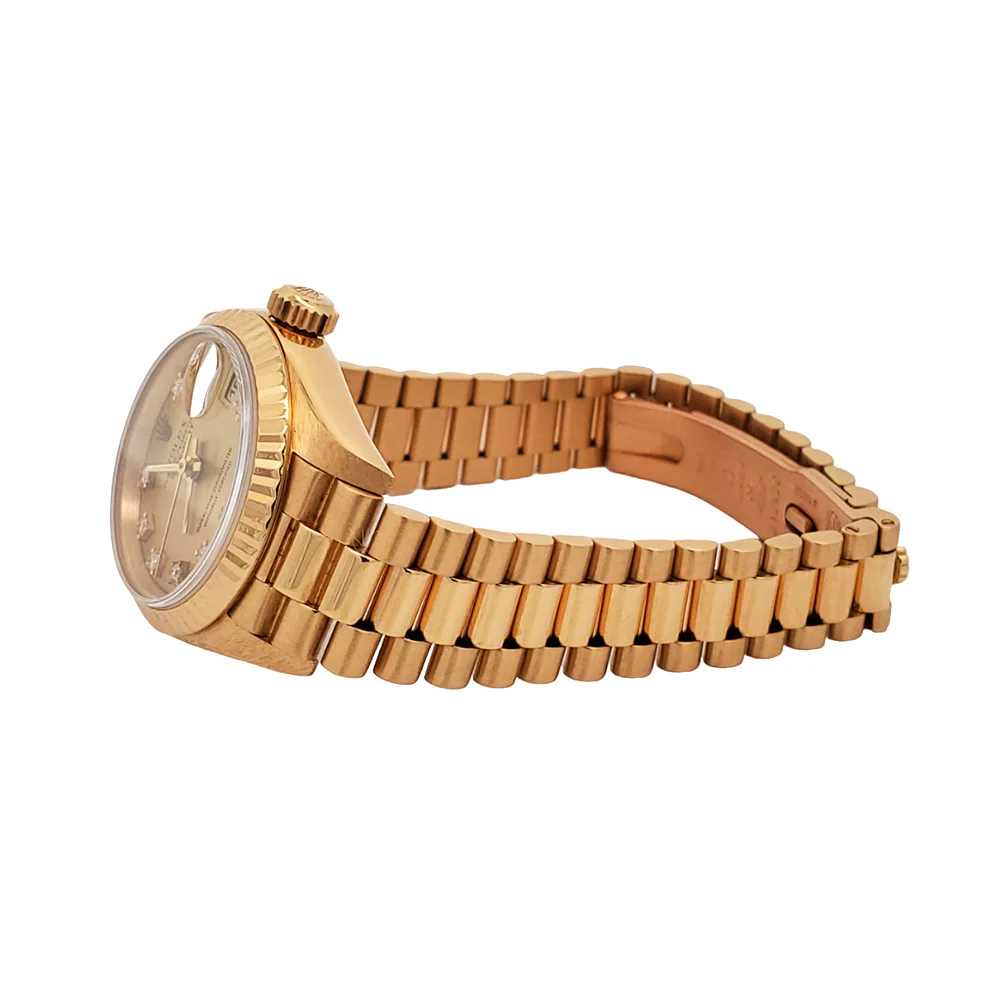 Rolex President Datejust 69178 26mm Champagne Diamond Dial Yellow Gold Watch Box Papers - Image 5