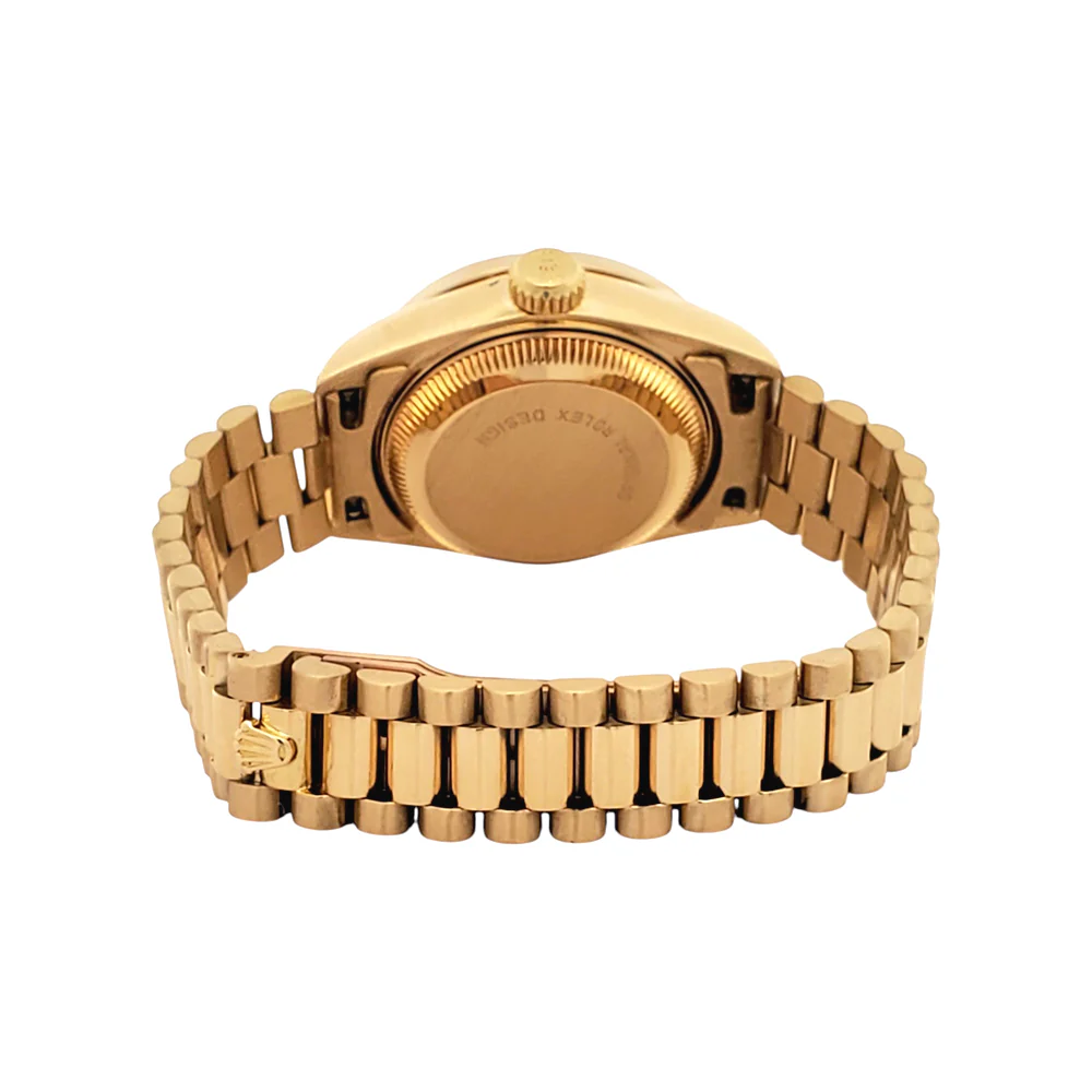 Rolex President Datejust 69178 Factory Black Diamond Dial/Custom Bezel Yellow Gold 26mm Watch - Image 6