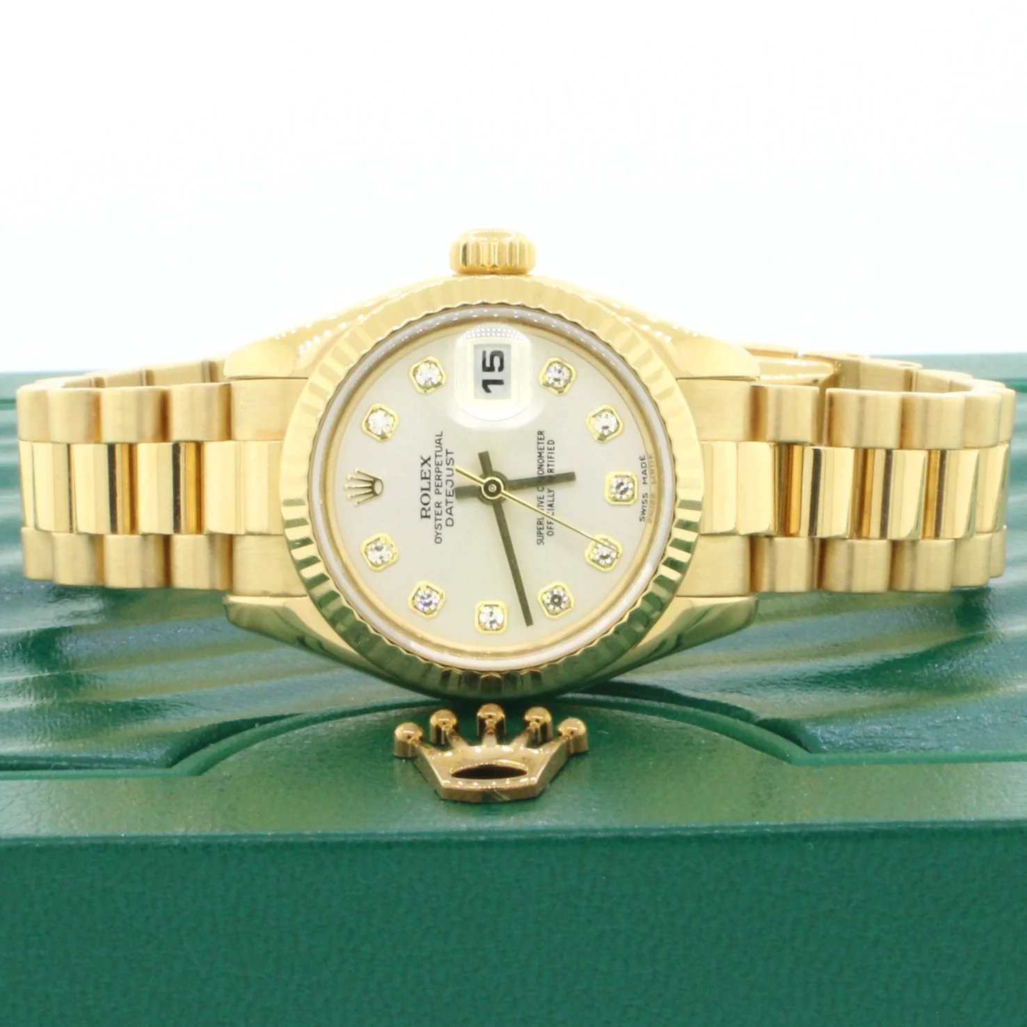 Rolex President Datejust Factory Diamond Dial Yellow Gold 26mm Ladies Watch 179178 - Image 9