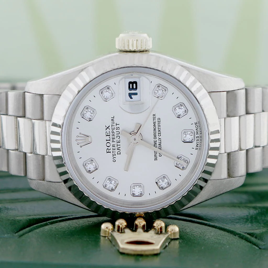 Rolex President Datejust Ladies 18K White Gold 26MM Original Diamond Dial Automatic Watch 69179 - Image 2