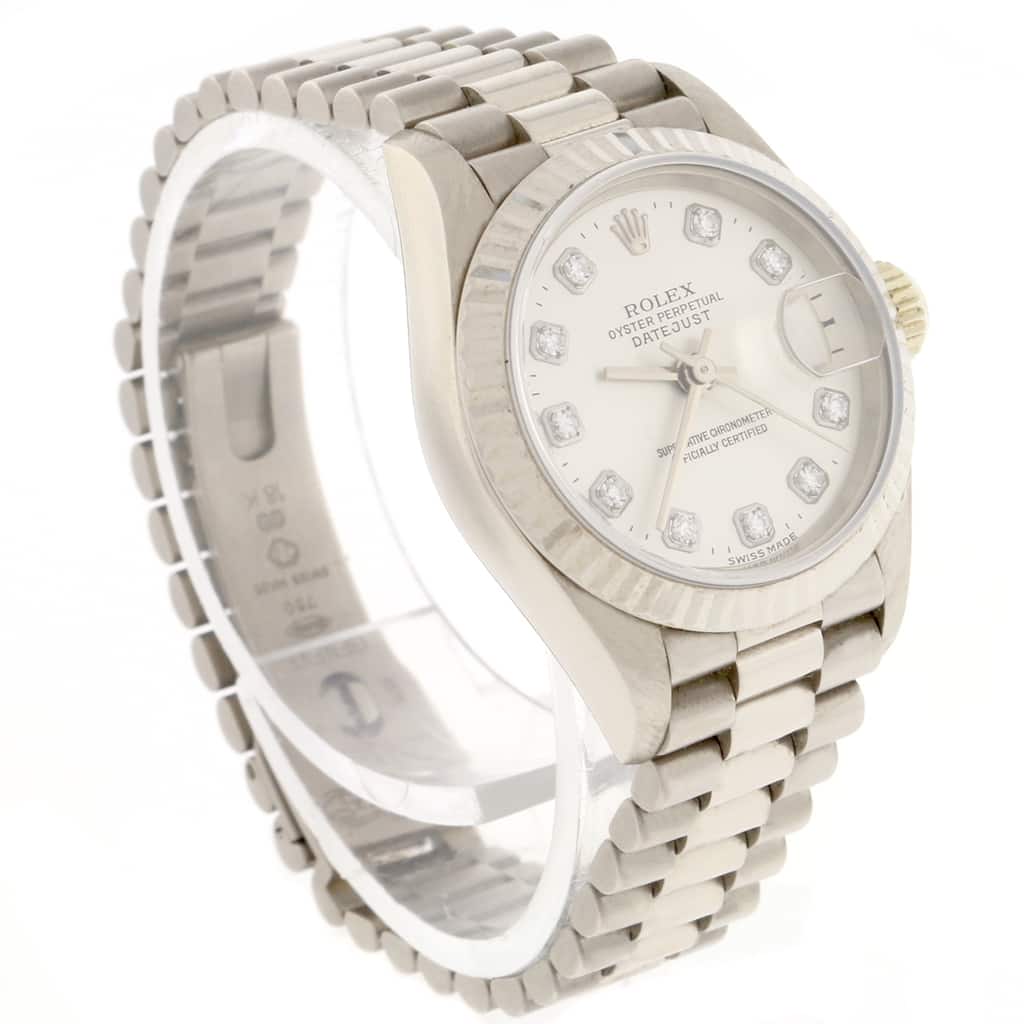 Rolex President Datejust Ladies 18K White Gold 26MM Original Diamond Dial Automatic Watch 69179 - Image 4