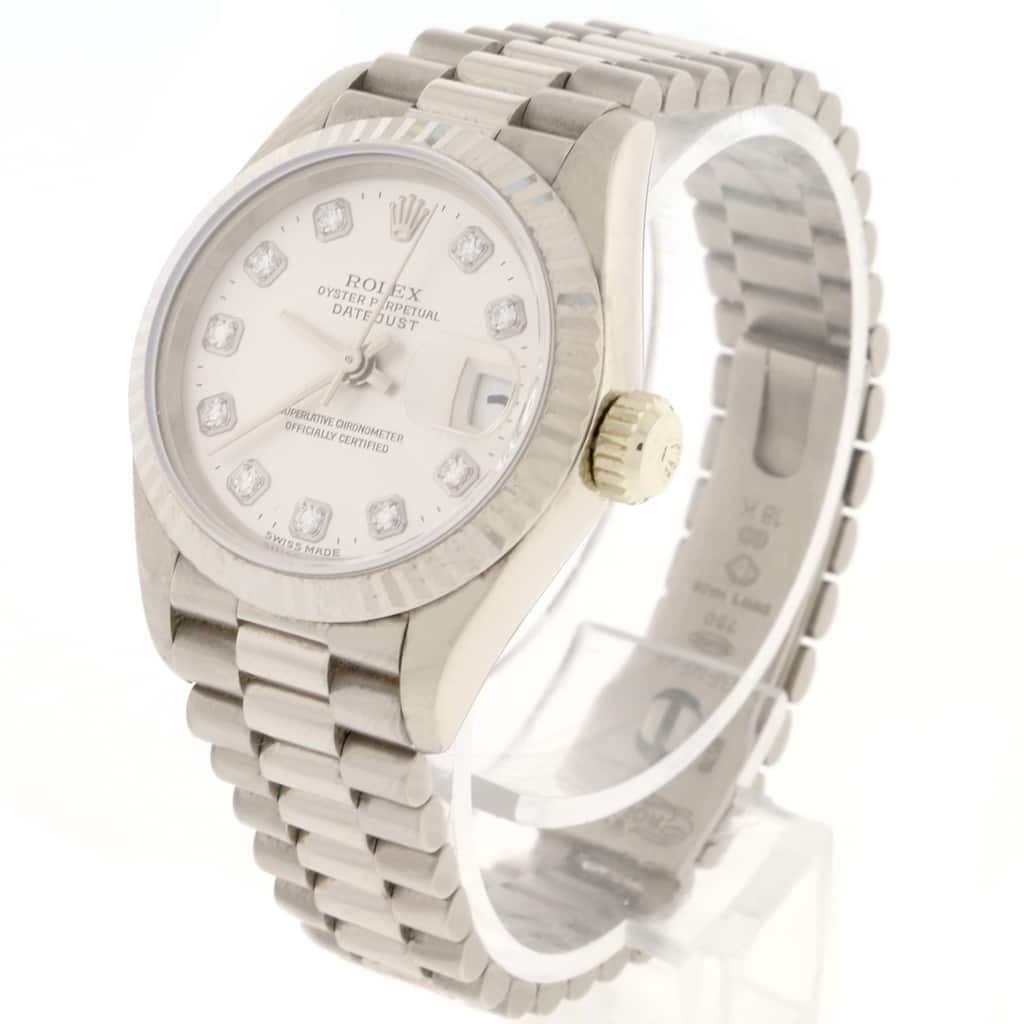 Rolex President Datejust Ladies 18K White Gold 26MM Original Diamond Dial Automatic Watch 69179 - Image 5