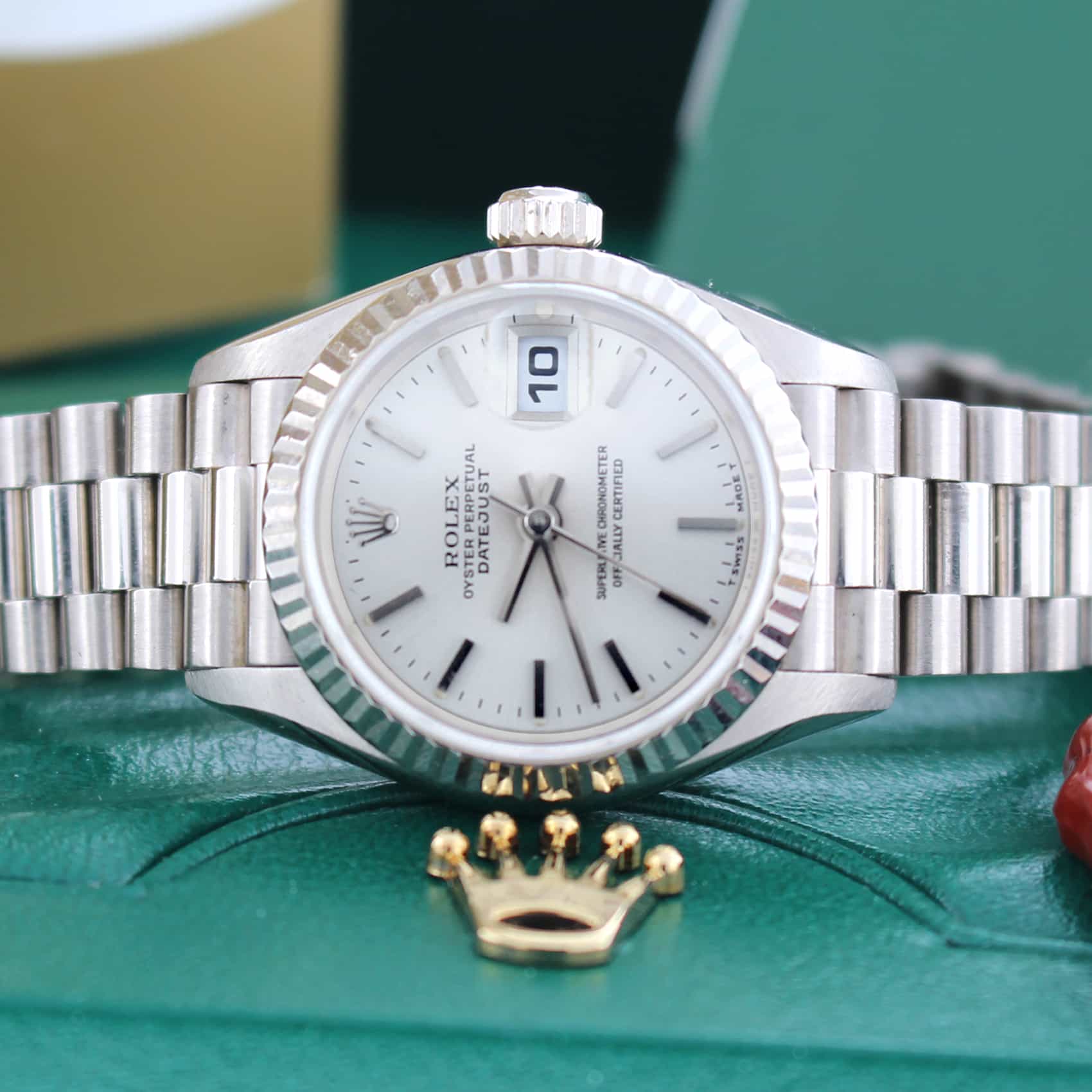 Rolex President Datejust Ladies 18K White Gold Silver Dial Automatic Watch 79179 - Image 2