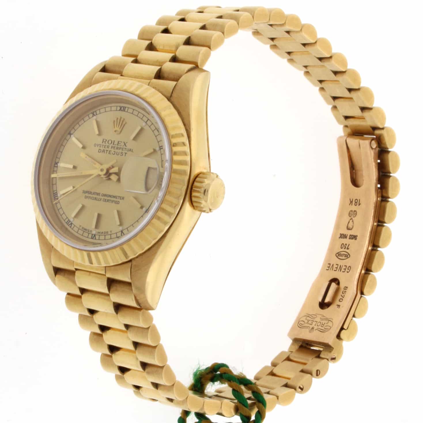 Rolex President Datejust Ladies 18K Yellow Gold 26MM Gold Dial Automatic Watch 69178 - Image 6