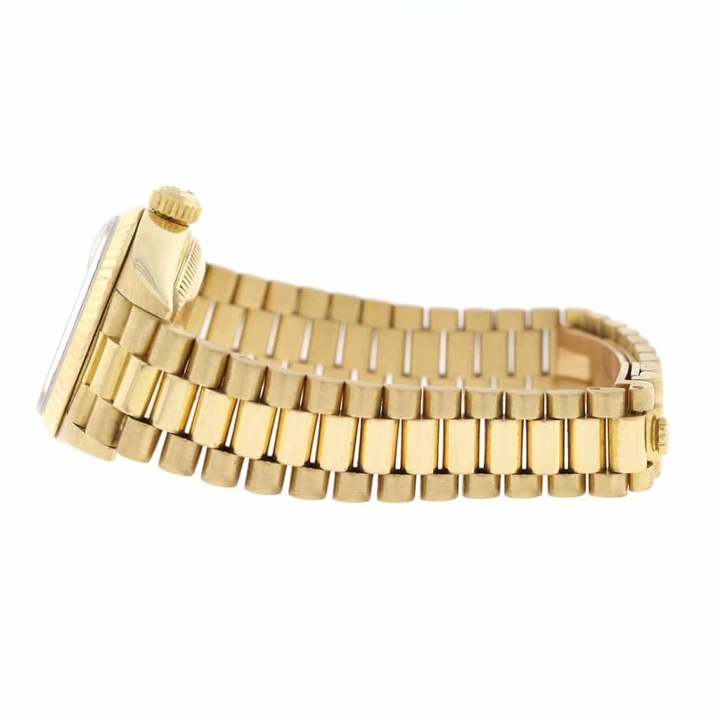 Rolex President Datejust Ladies 18K Yellow Gold 26MM Original Champagne Diamond Dial Automatic Watch 69178 - Image 6