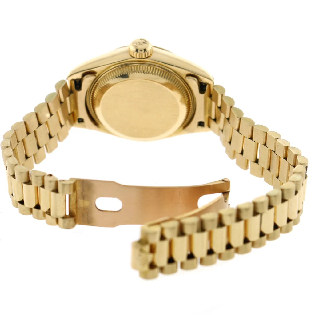 Rolex President Datejust Ladies 18K Yellow Gold 26MM Original Champagne Diamond Dial Automatic Watch 69178 - Image 8