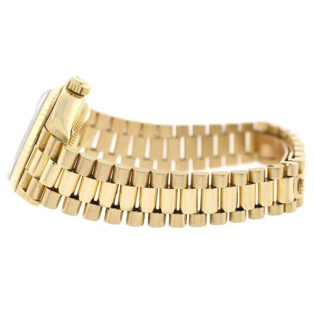 Rolex President Datejust Ladies 18K Yellow Gold 26MM Original Champagne Diamond Dial Automatic Watch 69178 - Image 6