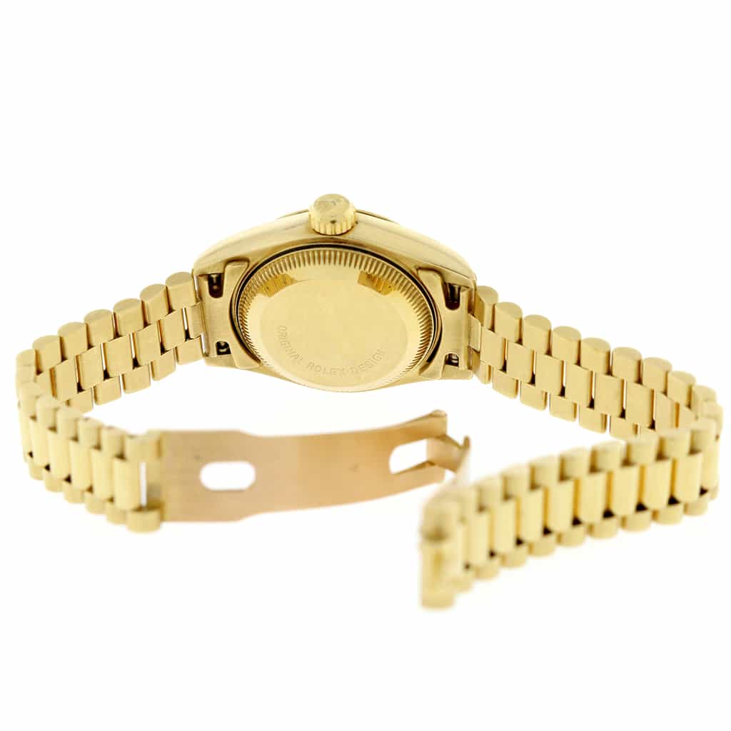 Rolex President Datejust Ladies 18K Yellow Gold 26MM Original Champagne Index Dial Automatic Watch 69178 - Image 8