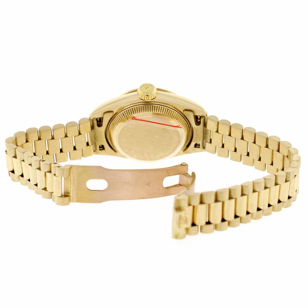 Rolex President Datejust Ladies 18K Yellow Gold 26MM Original Champagne Index Dial Automatic Watch 69178 - Image 8