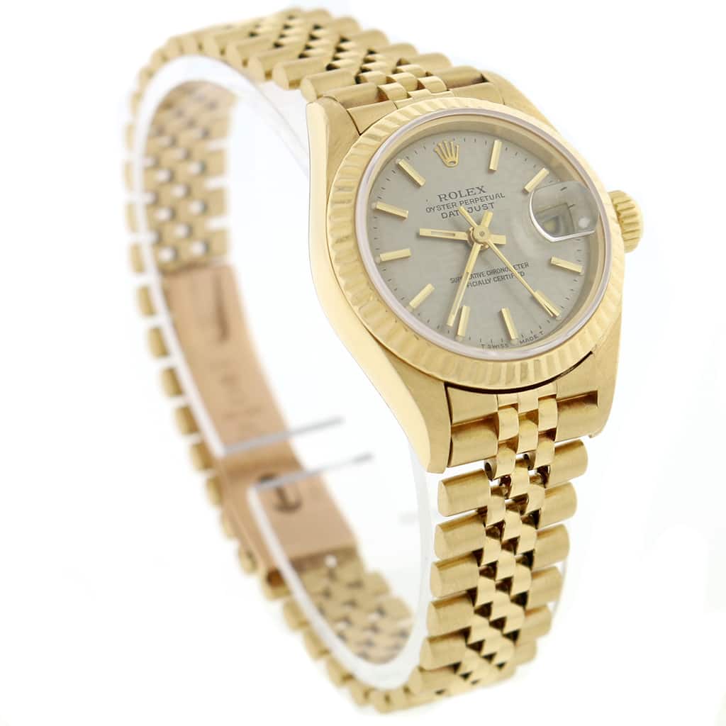 Rolex President Datejust Ladies 18K Yellow Gold 26MM Original Jubilee Stick Dial Automatic Watch 69178 - Image 4