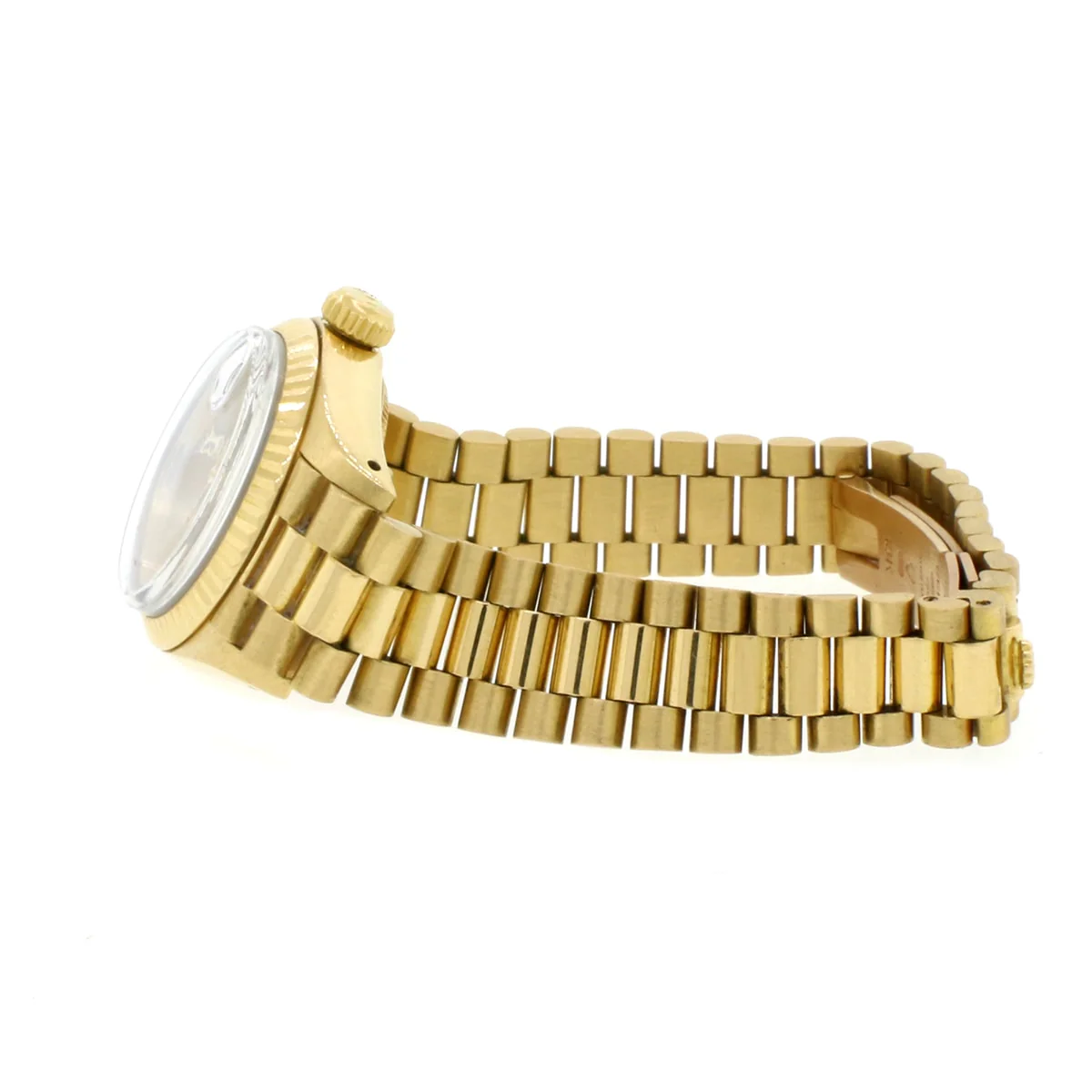 Rolex President Datejust Ladies 18K Yellow Gold 26MM Original Wooden Dial Automatic Watch 6917 - Image 4
