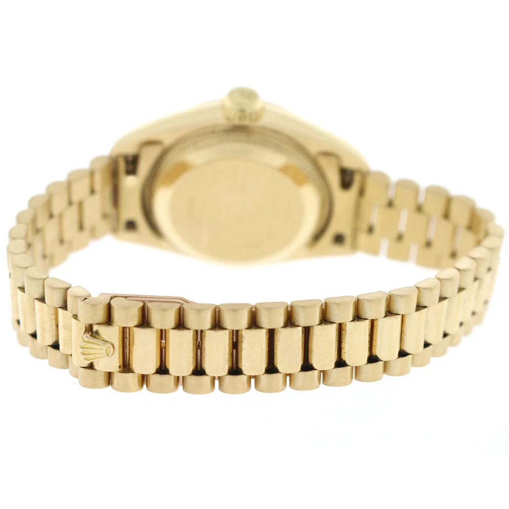 Rolex President Datejust Ladies 18K Yellow Gold 26MM Original Wooden Dial Automatic Watch 69178 - Image 7
