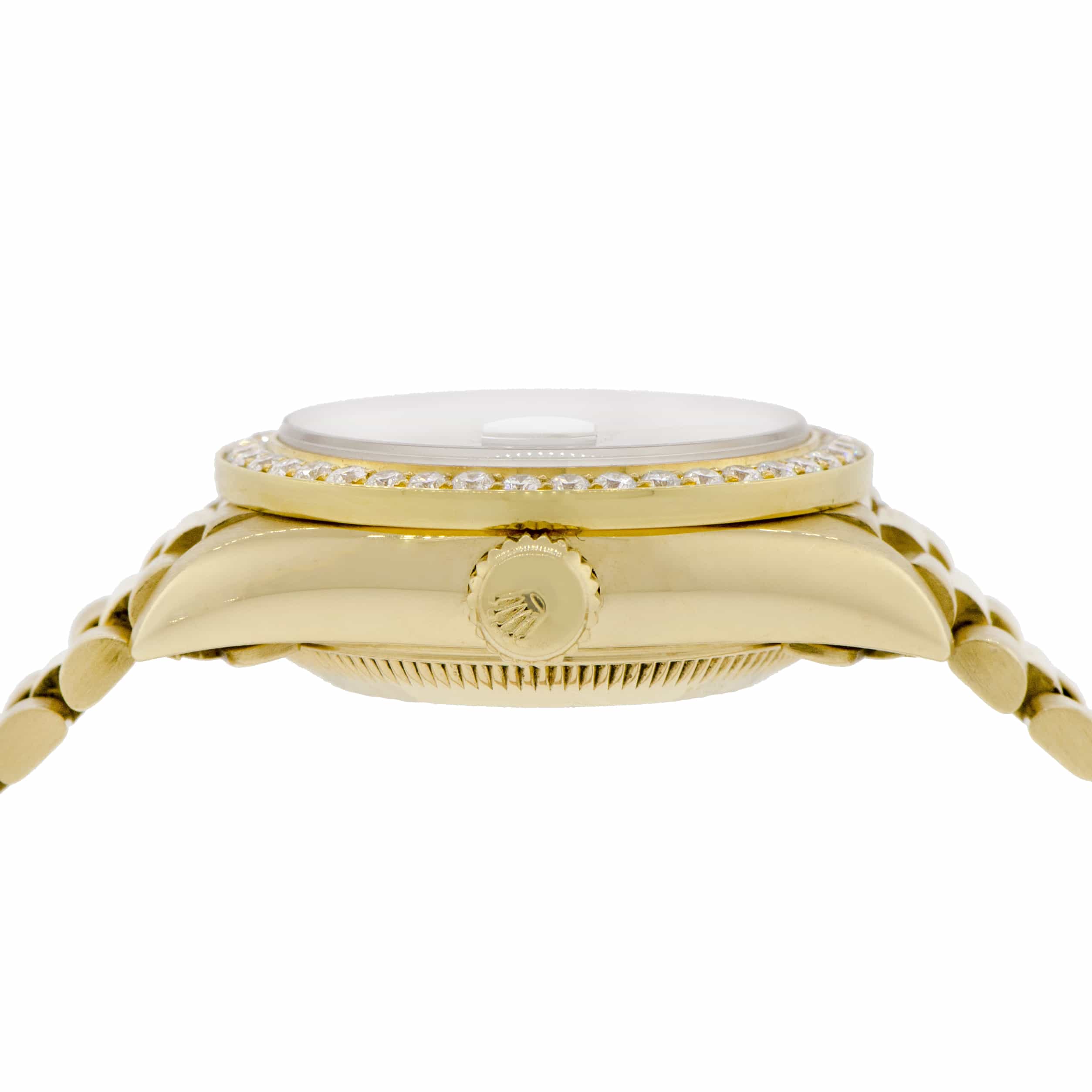 Rolex President Datejust Ladies 18K Yellow Gold 26MM Watch w/Pink MOP Dial & Diamond Bezel - Image 3