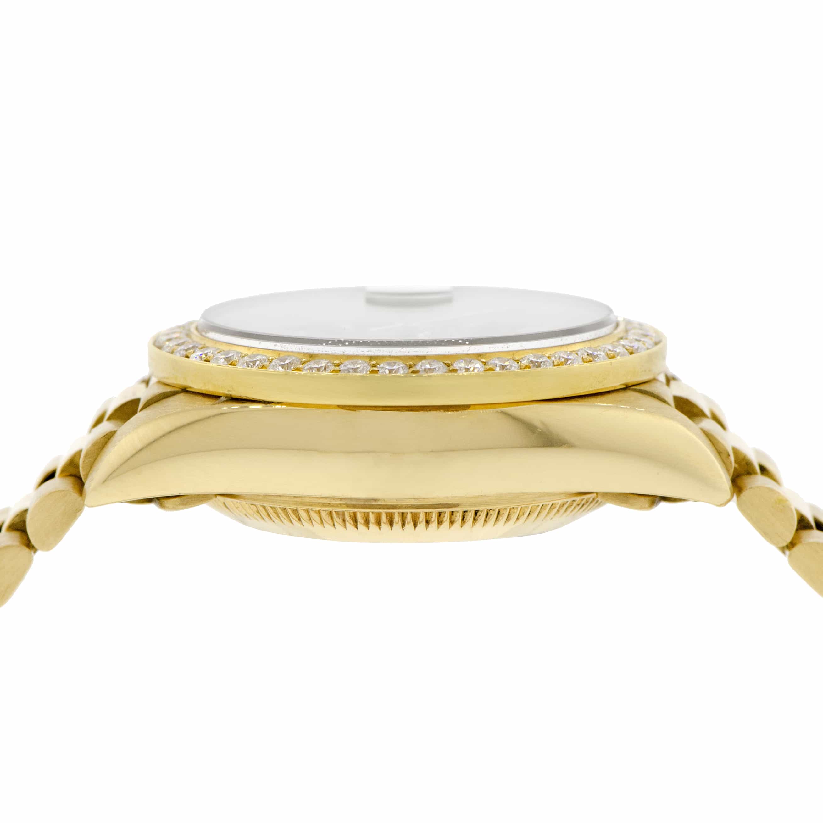 Rolex President Datejust Ladies 18K Yellow Gold 26MM Watch w/White MOP Dial & Diamond Bezel - Image 4