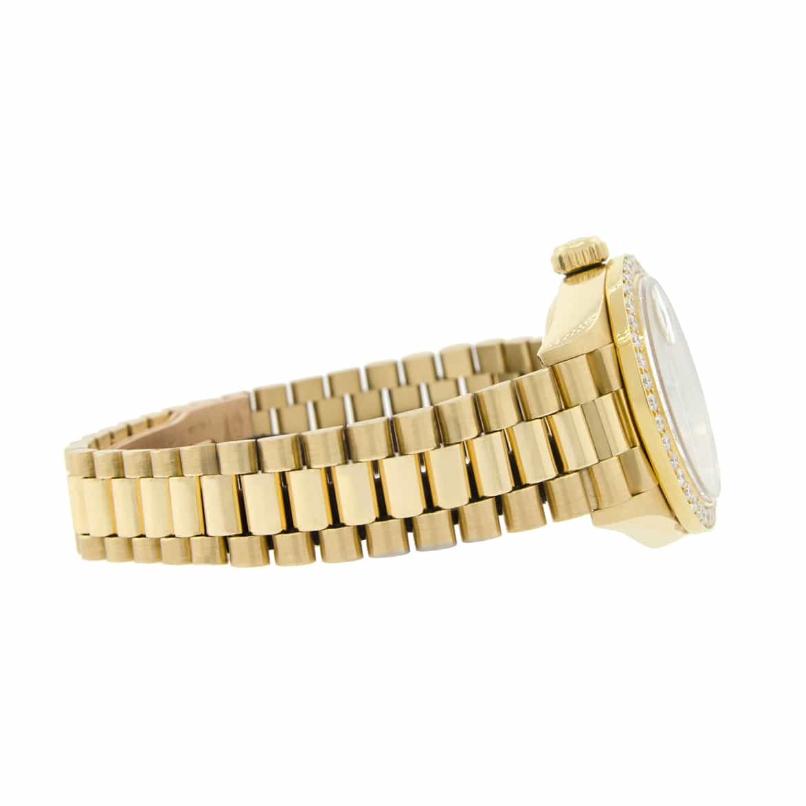 Rolex President Datejust Ladies 18K Yellow Gold 26MM Watch w/White MOP Dial & Diamond Bezel - Image 5