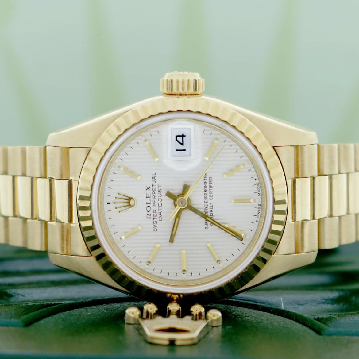 Rolex President Datejust Ladies 18K Yellow Gold Original Silver Index Dial 26MM Automatic Watch 69178 - Image 2