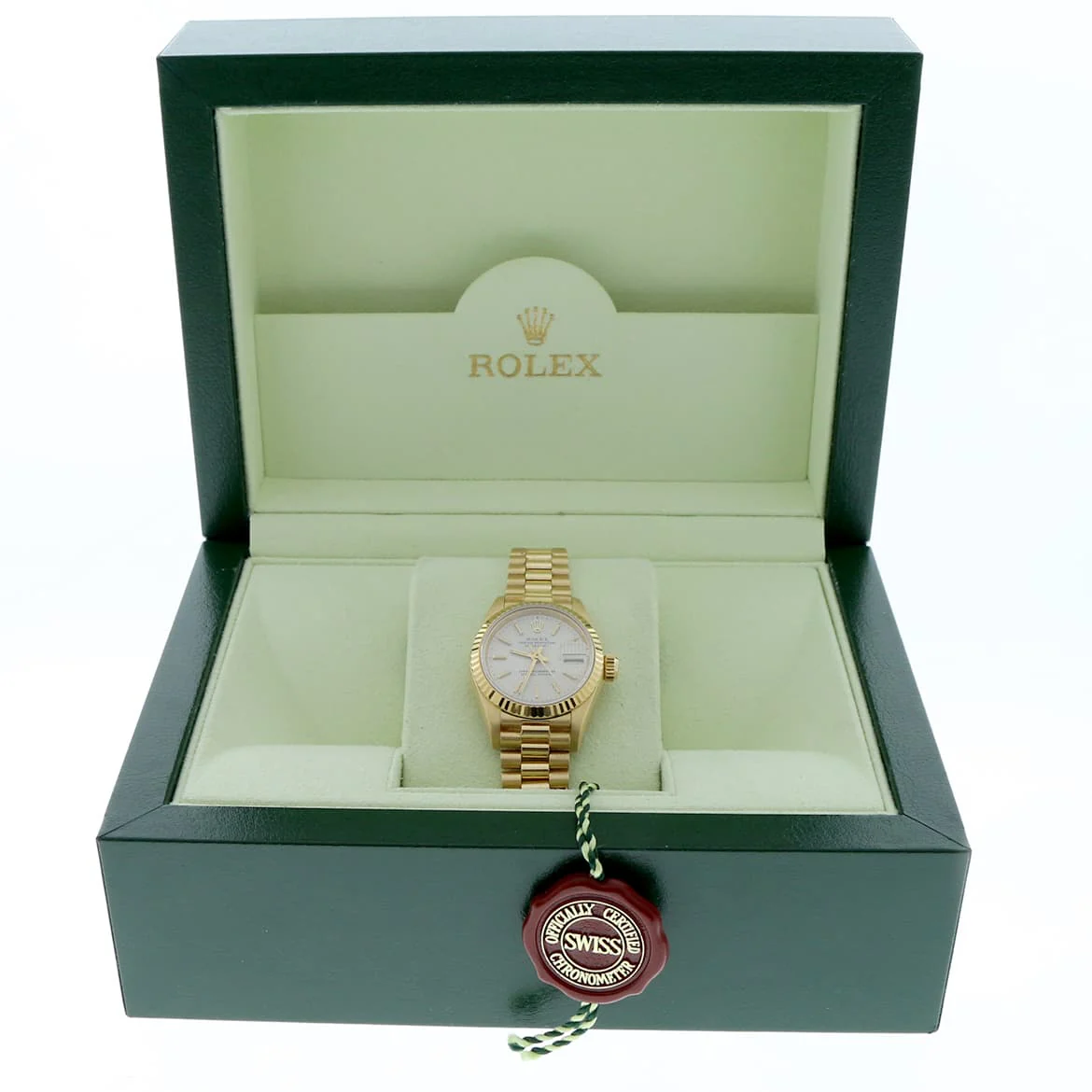 Rolex President Datejust Ladies 18K Yellow Gold Original Silver Index Dial 26MM Automatic Watch 69178 - Image 3