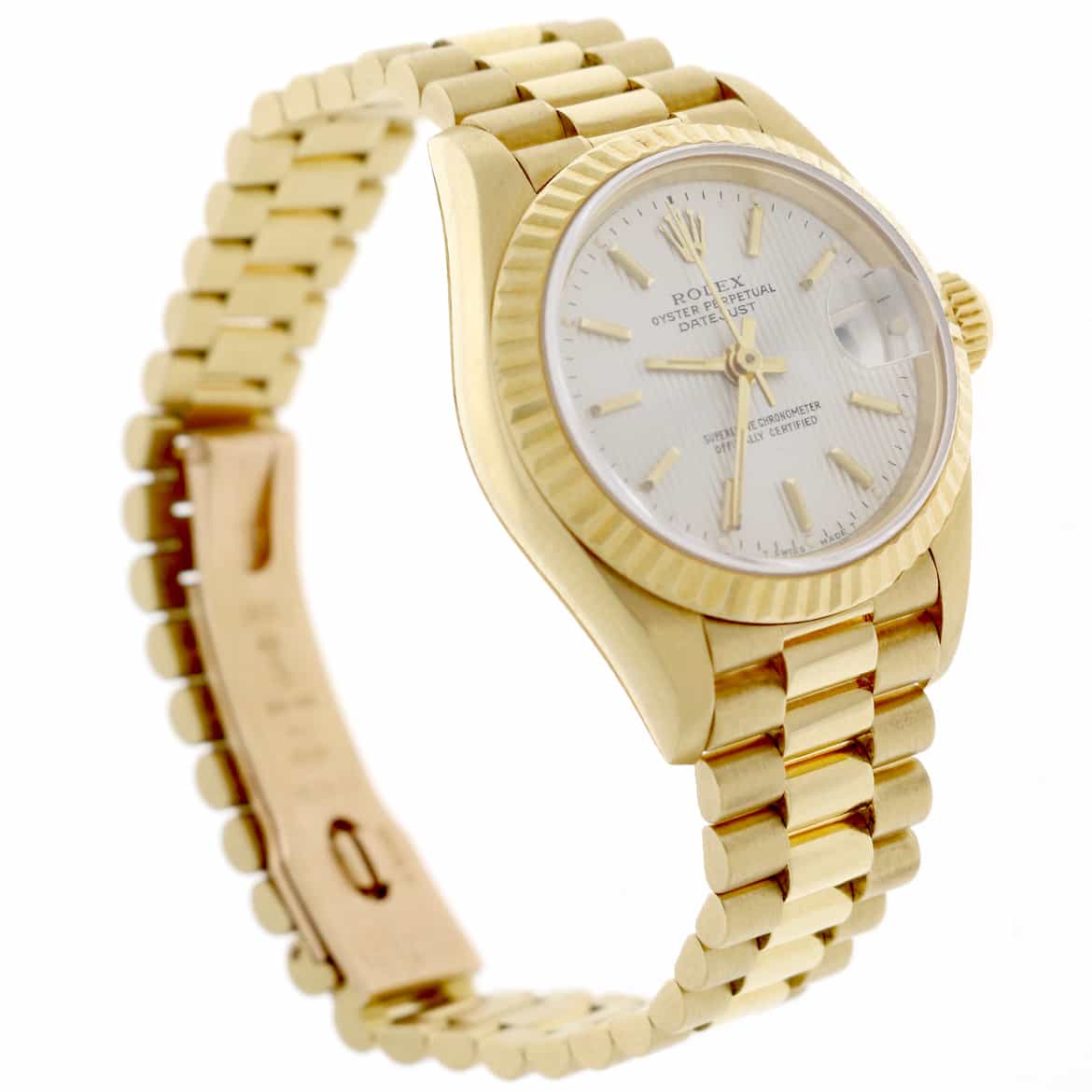 Rolex President Datejust Ladies 18K Yellow Gold Original Silver Index Dial 26MM Automatic Watch 69178 - Image 5