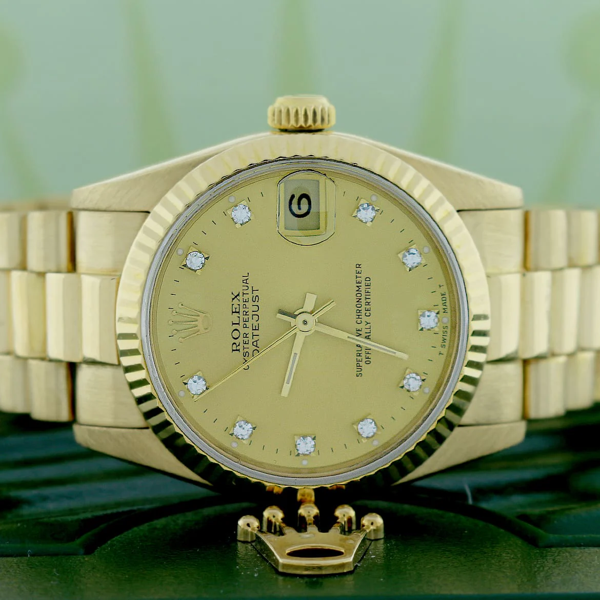 Rolex President Datejust Midsize 18K Yellow Gold Diamond Dial 31MM Automatic Watch 68278 - Image 2
