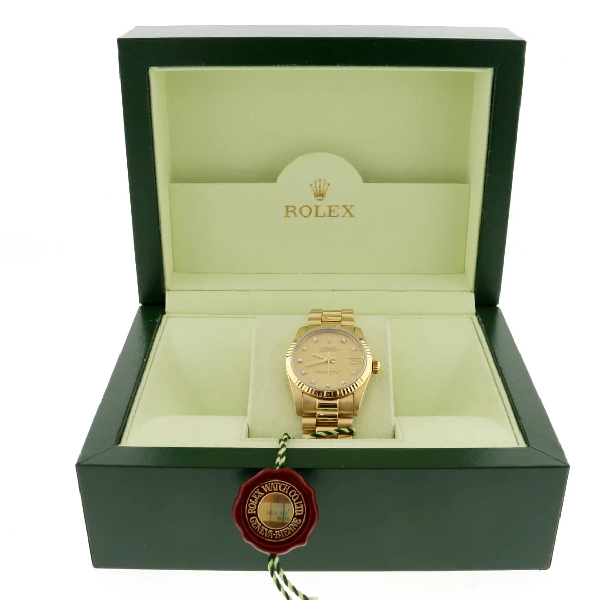 Rolex President Datejust Midsize 18K Yellow Gold Diamond Dial 31MM Automatic Watch 68278 - Image 3