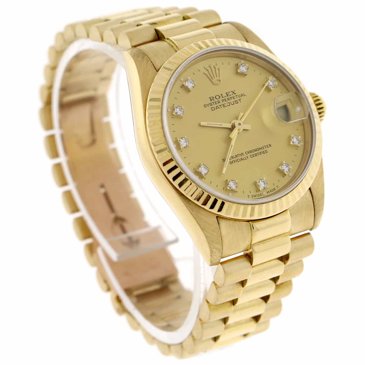 Rolex President Datejust Midsize 18K Yellow Gold Diamond Dial 31MM Automatic Watch 68278 - Image 4
