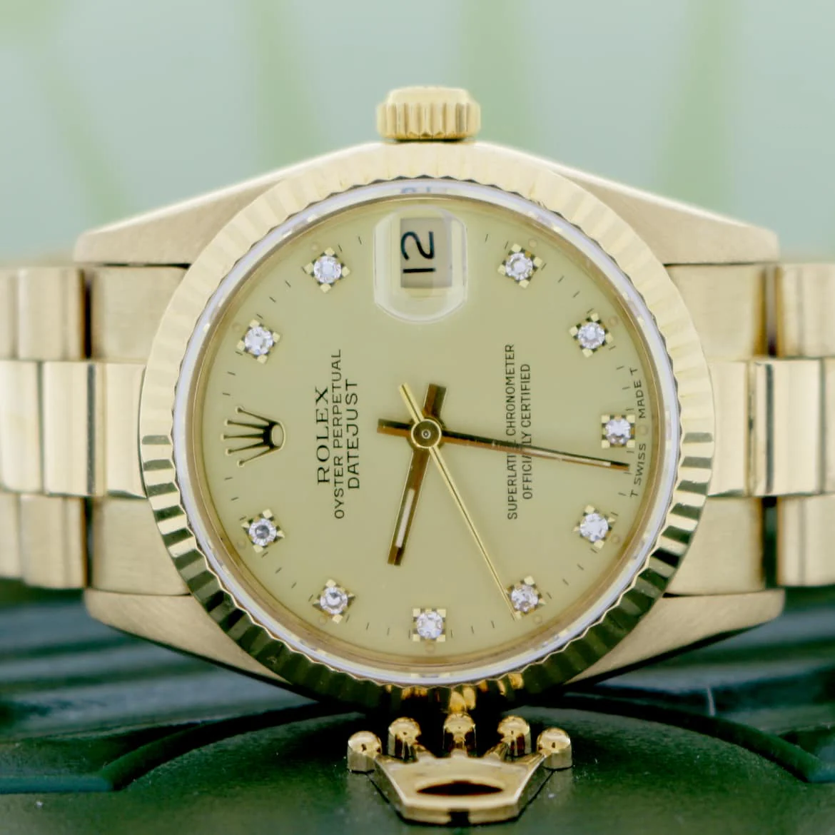 Rolex President Datejust Midsize 18K Yellow Gold Diamond Dial 31MM Automatic Watch 68278 - Image 3